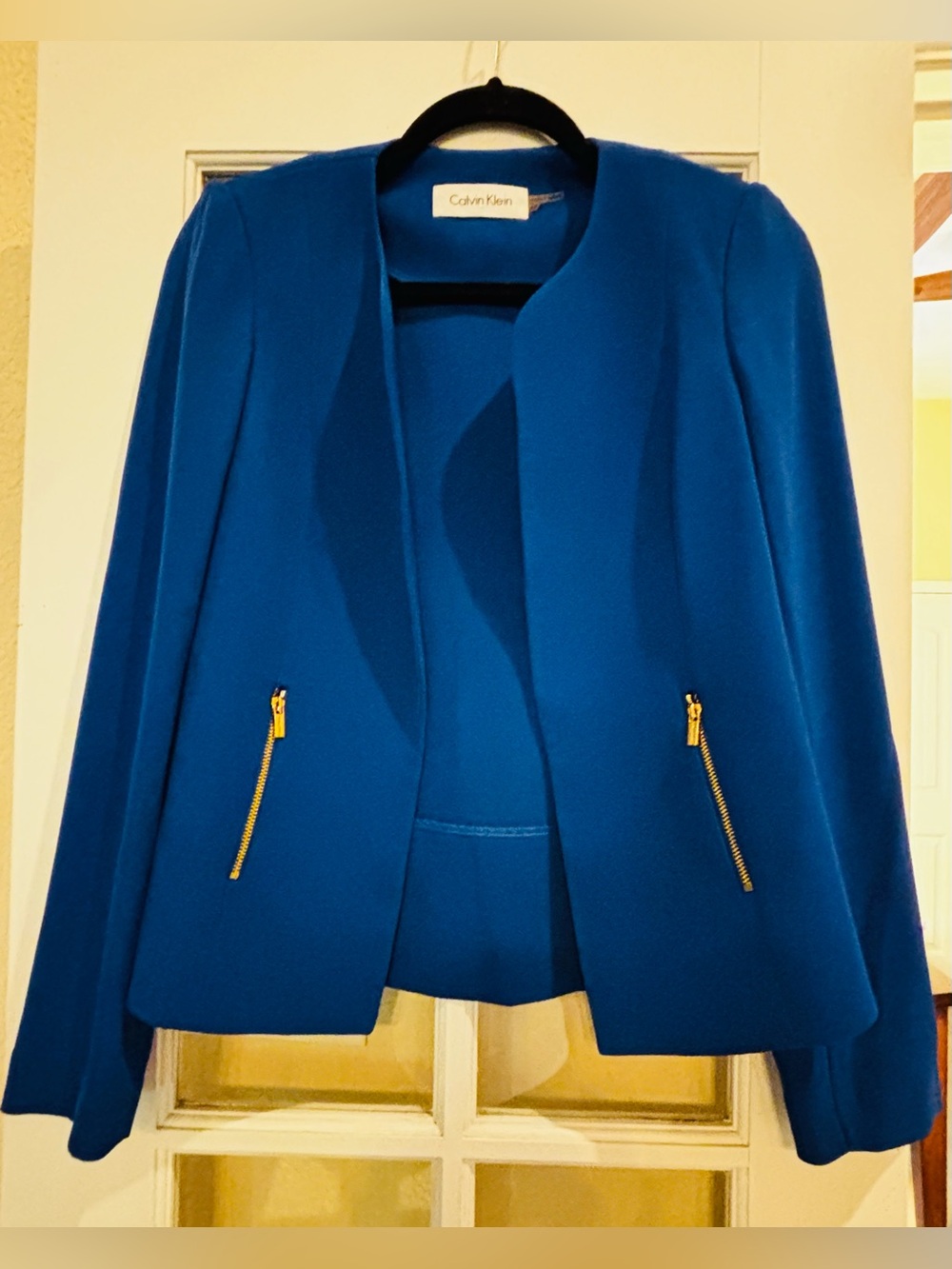 Calvin Klein Women's Cobalt Blue 2 piece suit with Gold Zipper accents